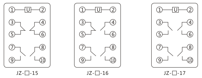 JZY（J)-15靜態中間繼電器內部接線圖及外引接線圖