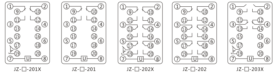 JZY（J)-15靜態中間繼電器內部接線圖及外引接線圖