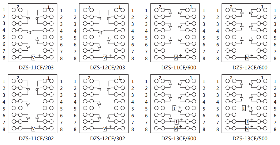 DZS-11CE/302延時中間繼電器內部接線圖及外引接線圖